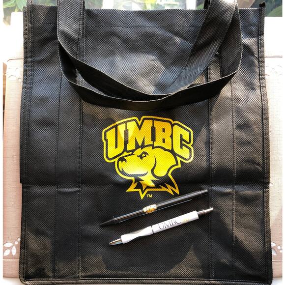 UMBC Black Tote Bag and 2 UMBC Pens - Picture 2 of 16